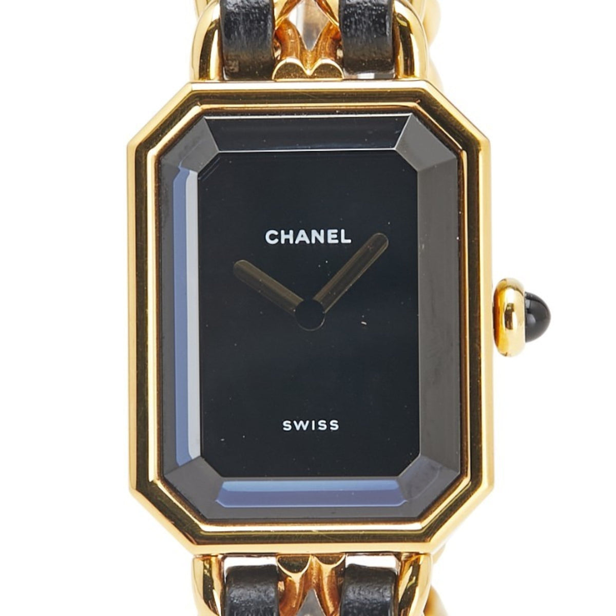 CHANEL Premiere M Quartz Watch with Black Dial and Plated Leather Strap for Women — Good