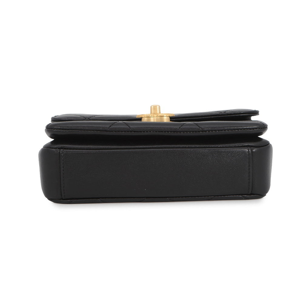 Chanel Chain Shoulder Bag Matelassé Mini Flap Coco Mark Lambskin AS4862 CHANEL Handbag Black Women's — Like New