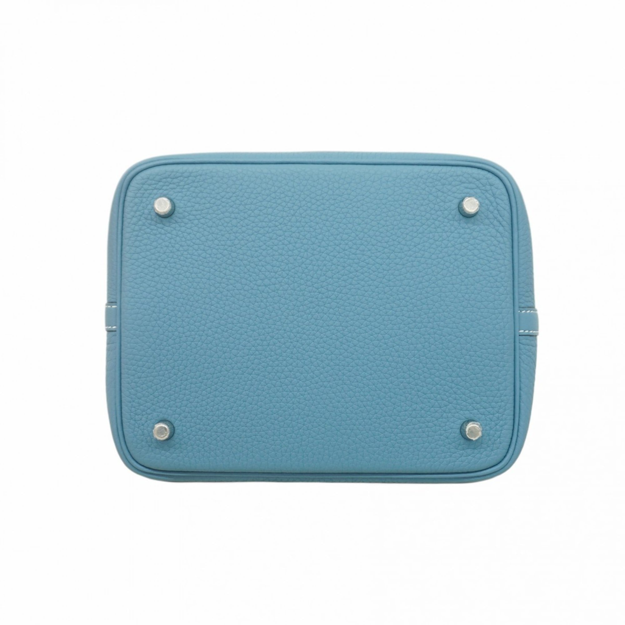 Hermes Hermès Picotin Lock MM Handbag in Taurillon Clemence New Blue Jean, Women's, B Stamp, P2326857