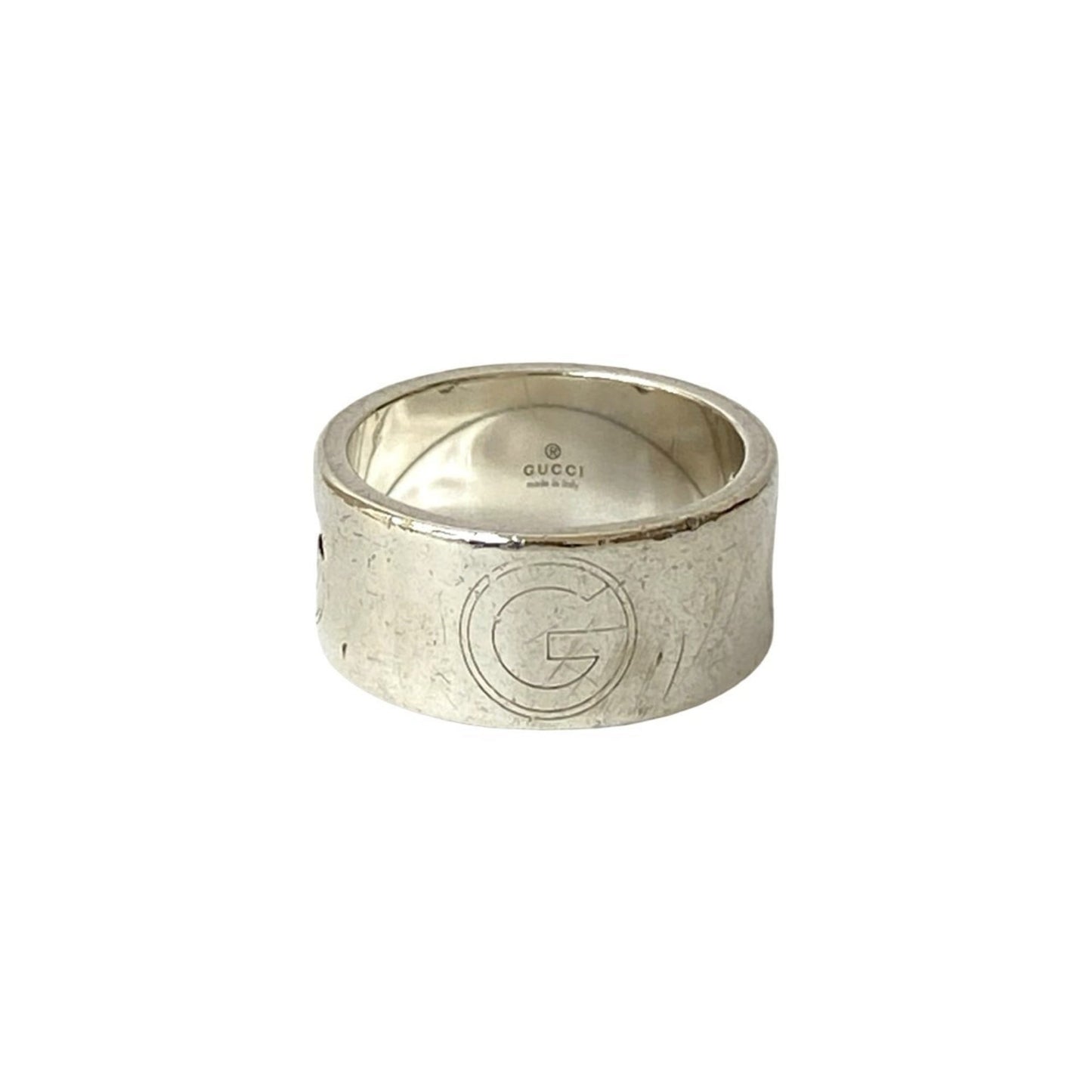 GUCCI G Logo Cutout Ring, 925 Sterling Silver, Men's Accessory, 60302