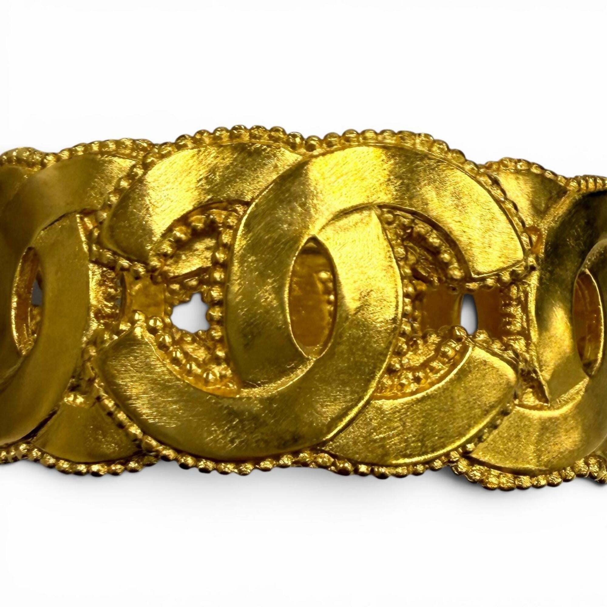 CHANEL Vintage 96A Coco Mark Bangle Bracelet, Gold, Made in France, Women's, with Box — Like New