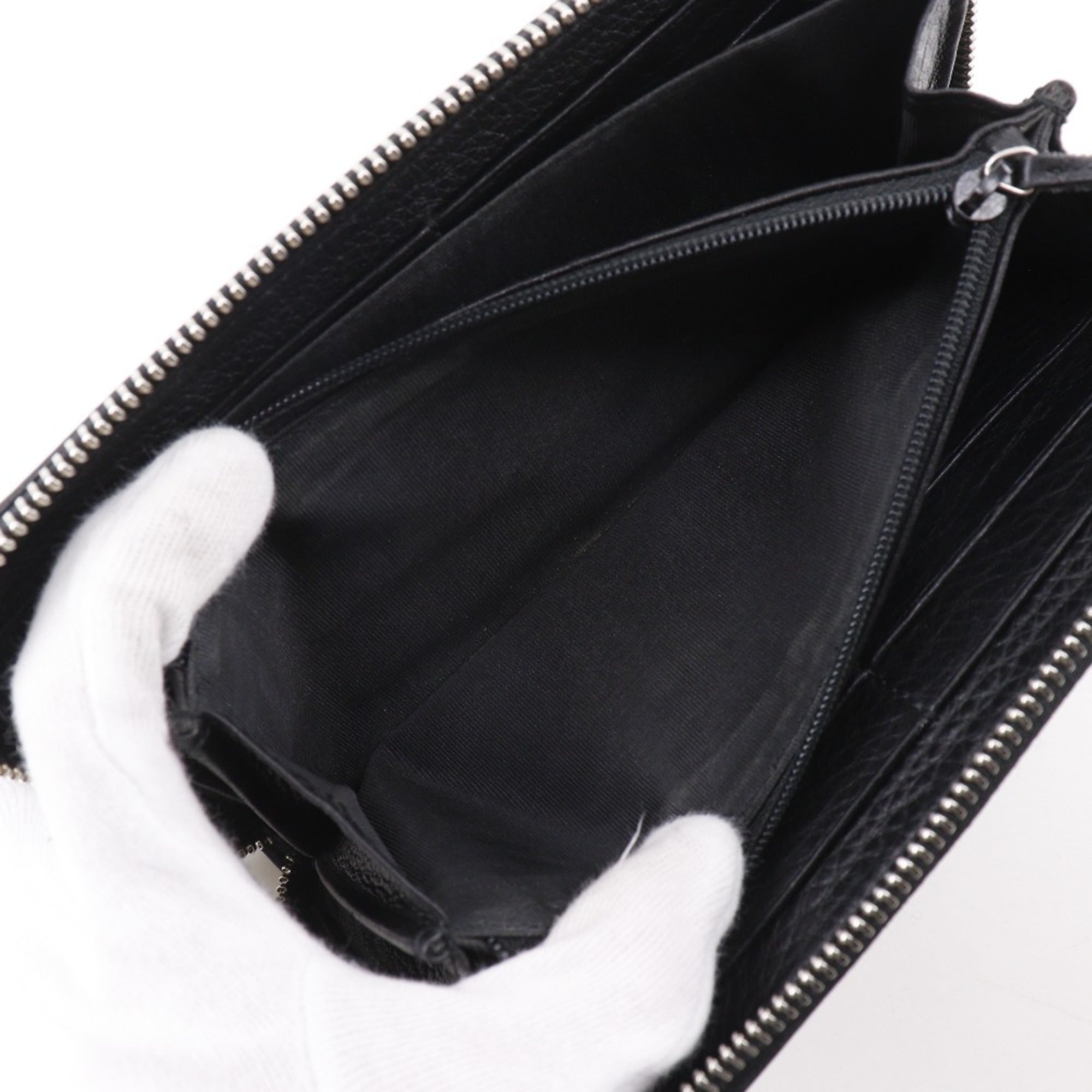 Gucci Sherry Line Long Wallet Interlocking G 308796 Leather Black Zipper Unisex