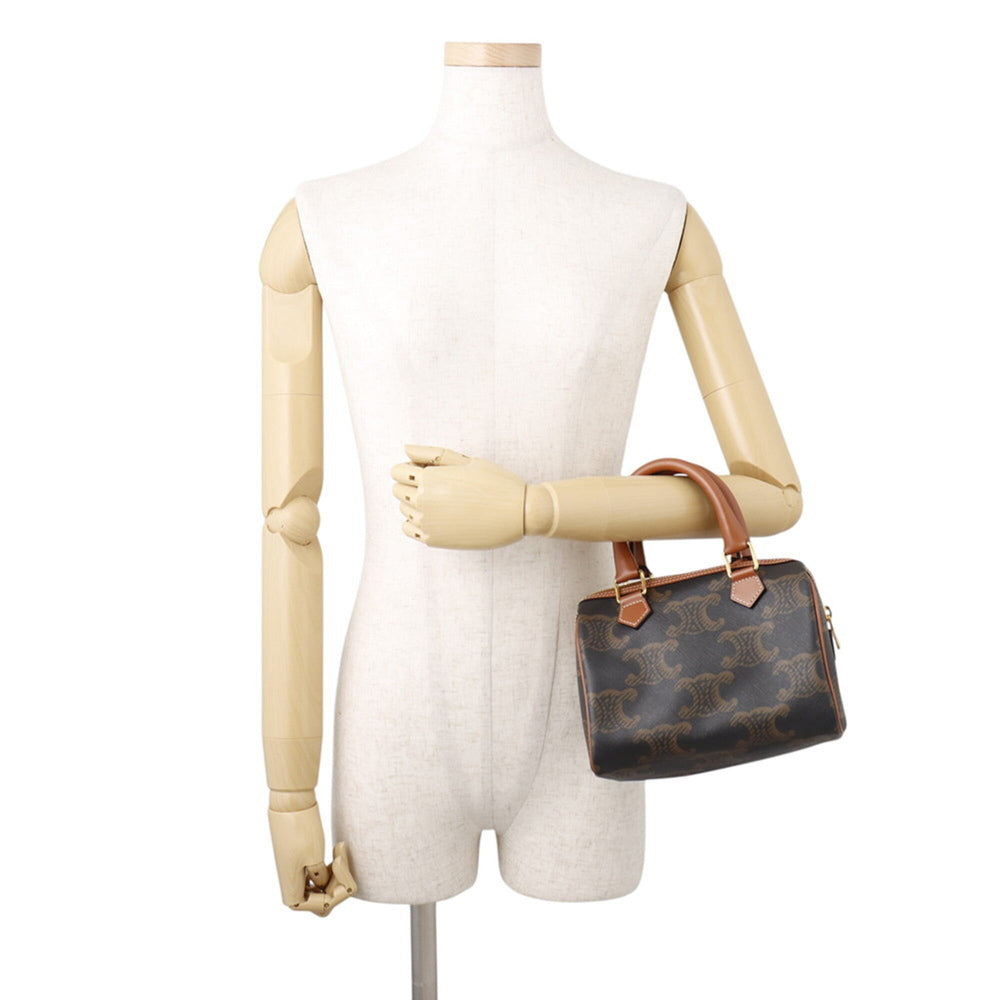 Celine Triomphe Small Boston Leather Handbag 113772 CELINE 2-way Shoulder Bag — Like New