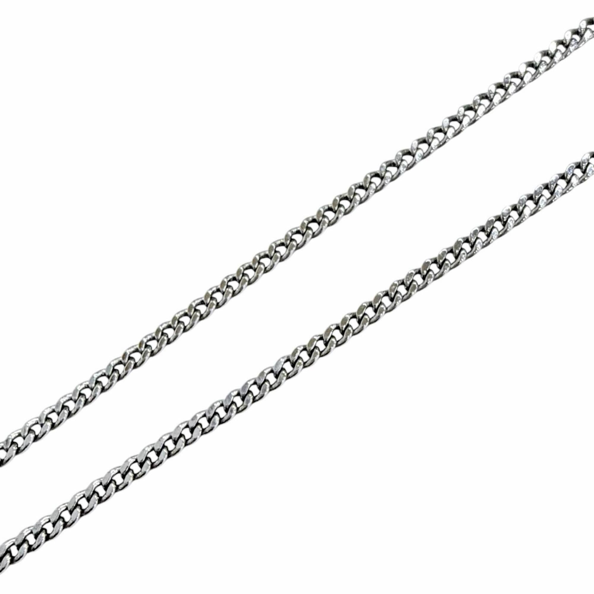 CELINE 460GB6BZI Triomphe Rhinestone Necklace, Silver, Made in Italy, Women's, with Box and Dust Bag — Like New