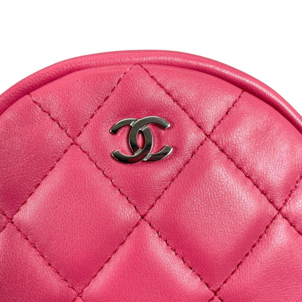 Chanel CHANEL Shoulder Bag, Round Chain, Coco Mark, Matelassé Mini, Lambskin, A70657 Pink — Like New