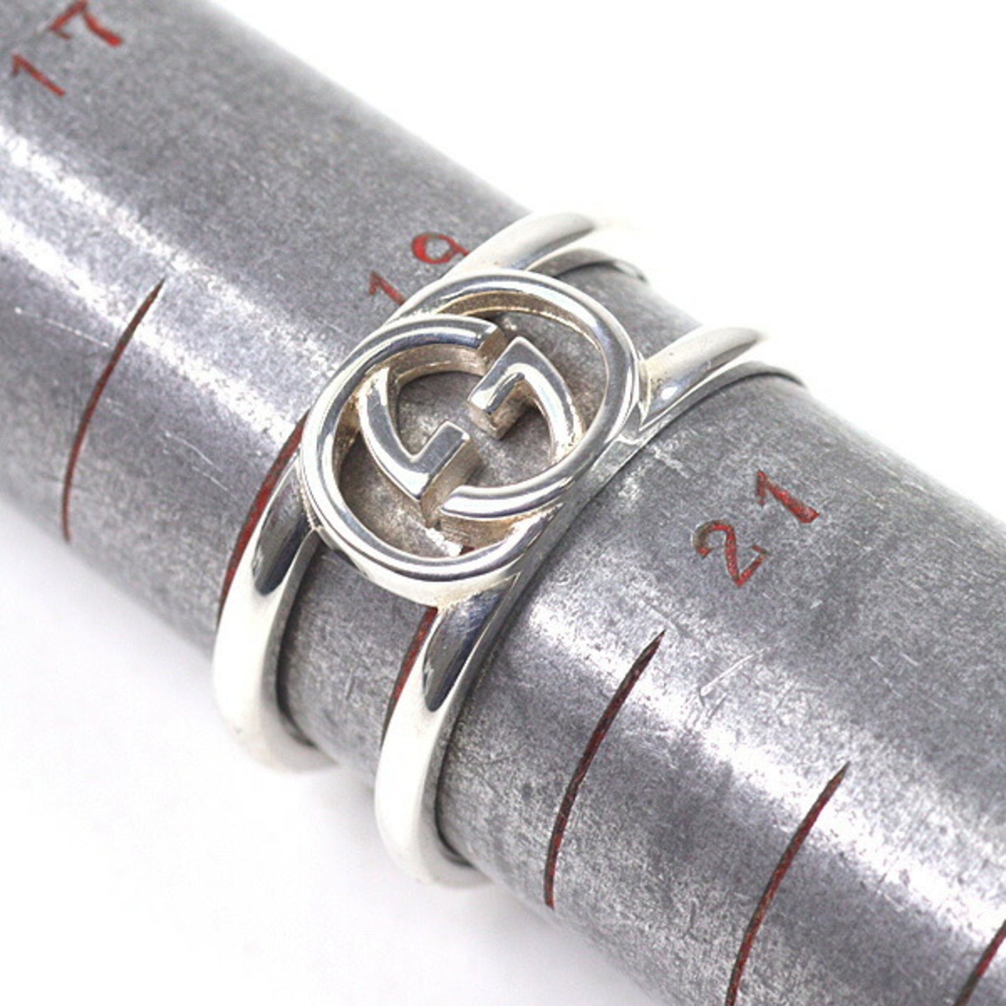 Gucci Interlocking Wide Band Sterling Silver (Ag925) Size 21 (Actual Measurements: Just under 20)