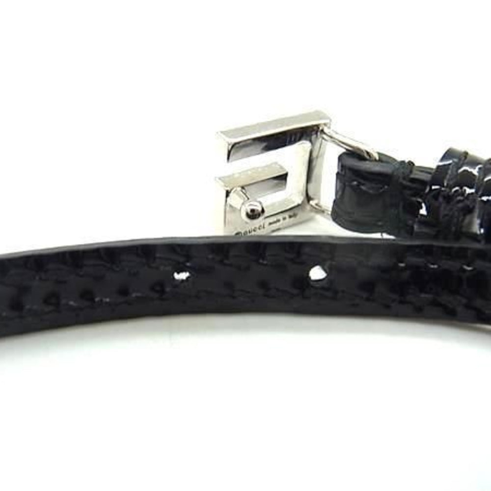 GUCCI bracelet, G, black patent leather, women's, rhinestone, double strand — Like New