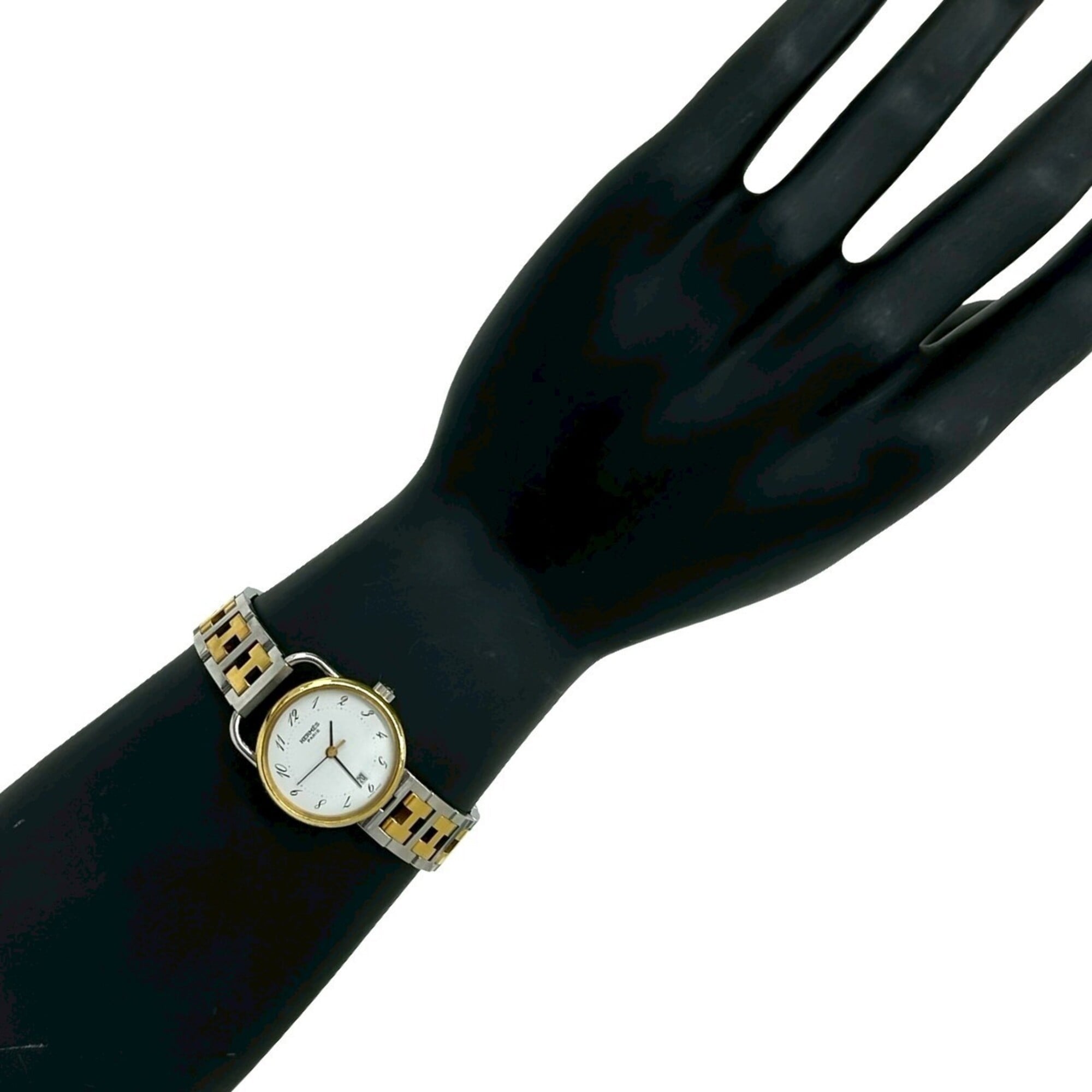 HERMES Vintage Profile GP Stainless Steel Quartz Watch Gold 32947 — Good