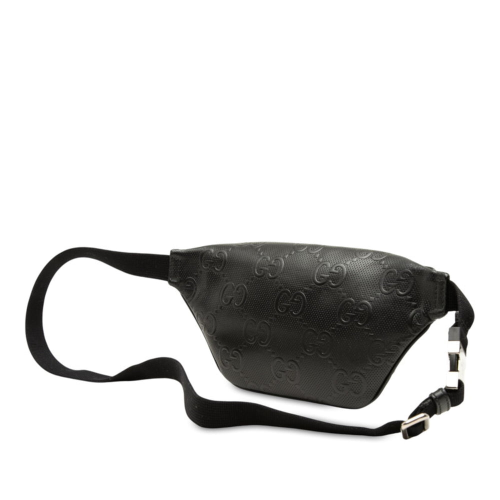 Gucci GG Embossed Waist Bag, Body Crossbody 658582, Black Leather, Women's, GUCCI — Like New