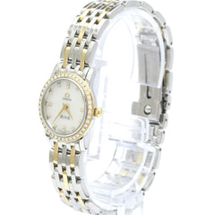 OMEGA De Ville Prestige Diamond MOP Dial 18K Gold Steel Watch 4375.75 Polished — Very Good