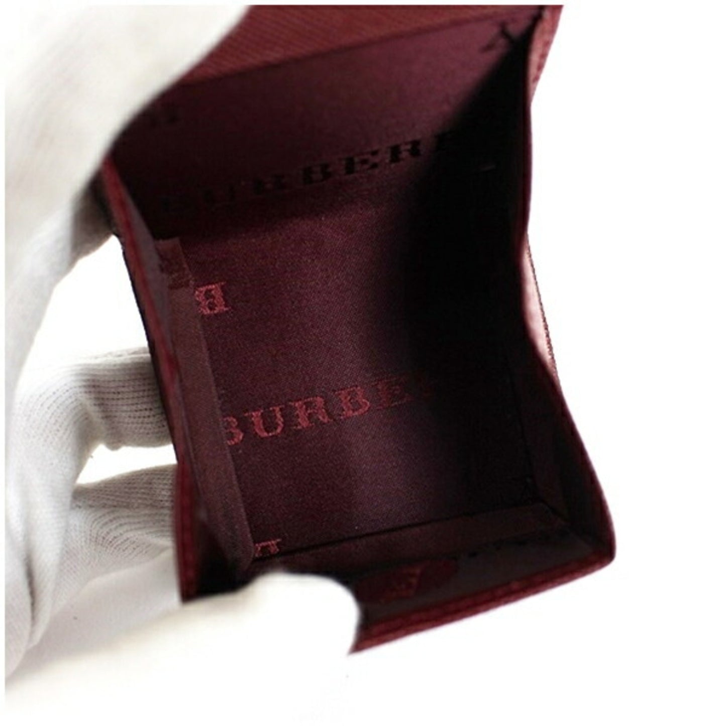 Burberry Coin Case Nova Check Beige x Wine Red BURBERRY Women's