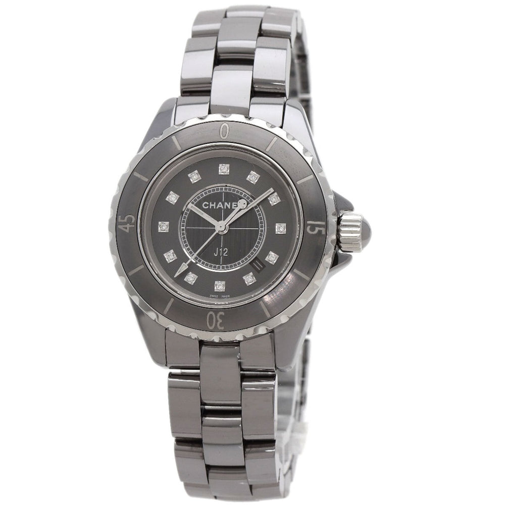 CHANEL H3241 J12 33mm Chromatic 12P Diamond Watch in Titanium Ceramic/Titanium Ceramic for Women — Very Good