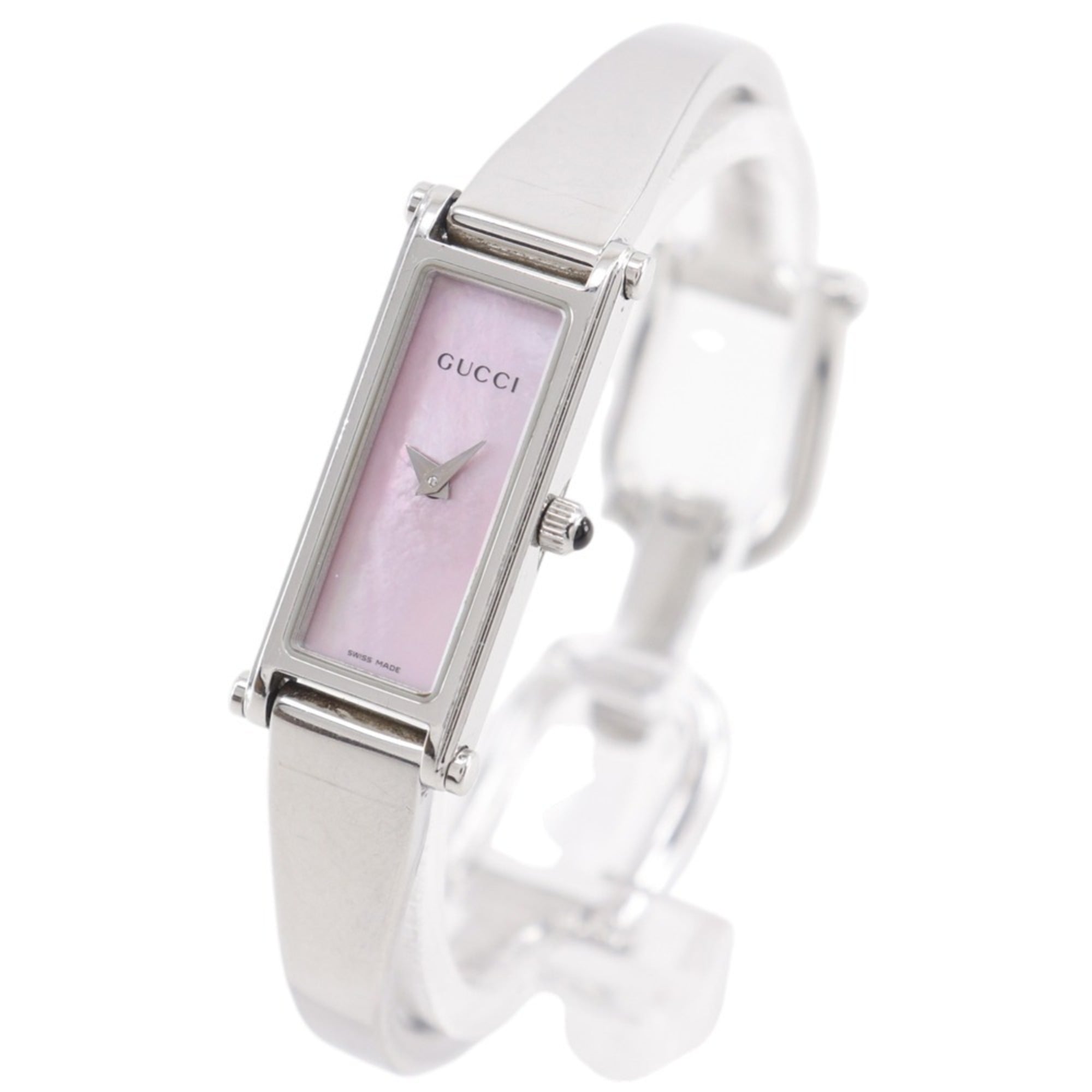 Gucci 1500L Stainless Steel Quartz Analog Watch with Pink Mother-of-Pearl Dial - Women's — Good