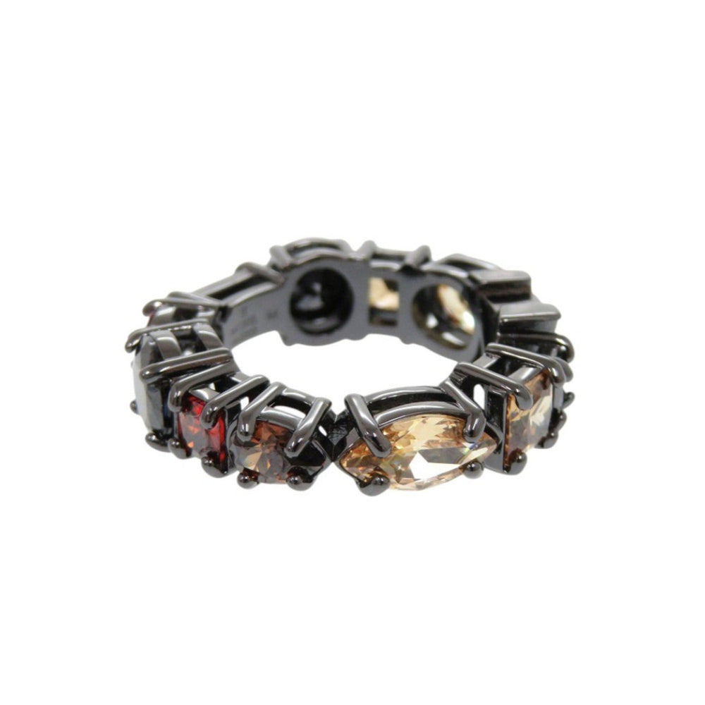 Like new Louis Vuitton M1202L metal ring with colored stones and black accents, model LV 1243 — Like New
