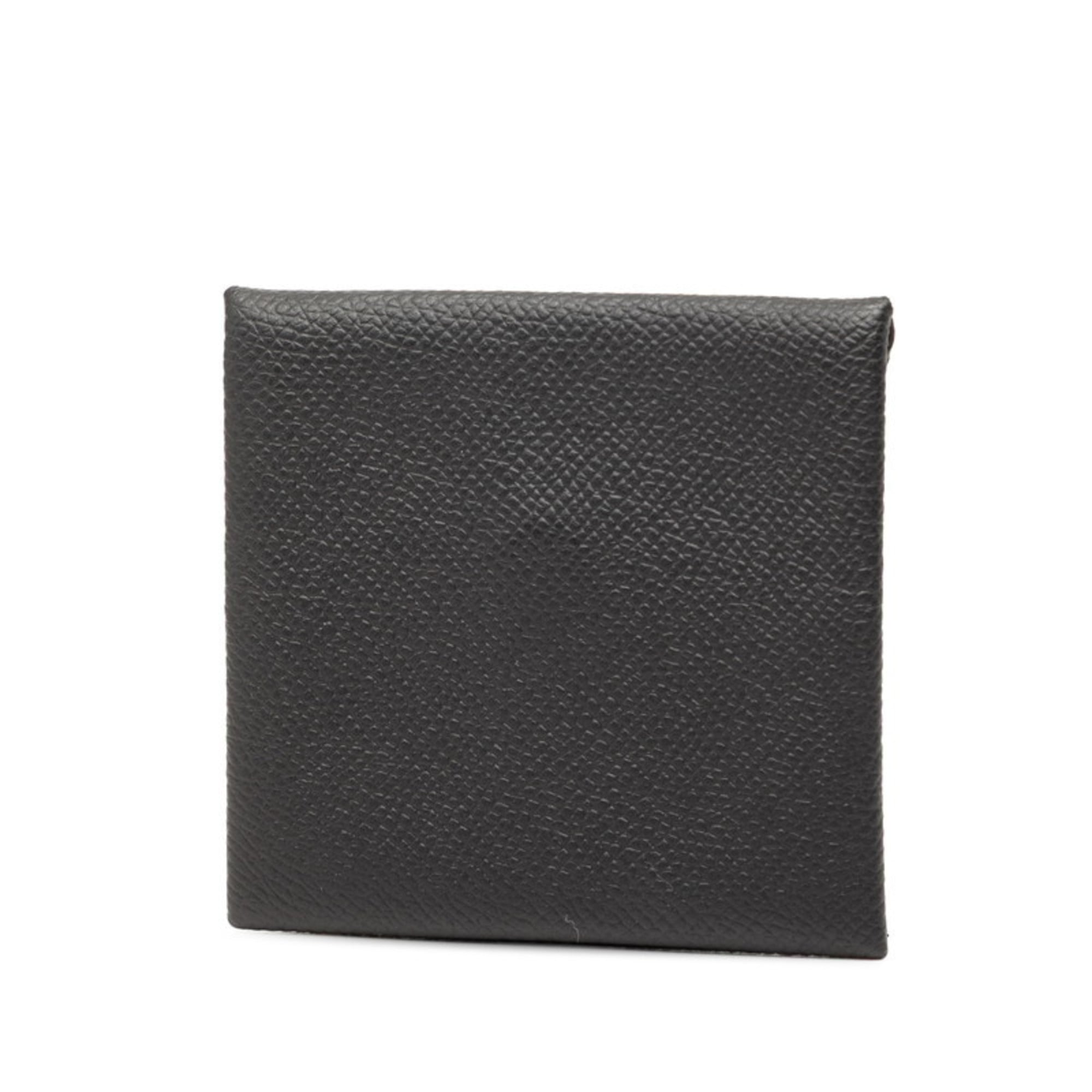 Hermès Bastia Wallet/Coin Case Black Epsom Leather Women's HERMES