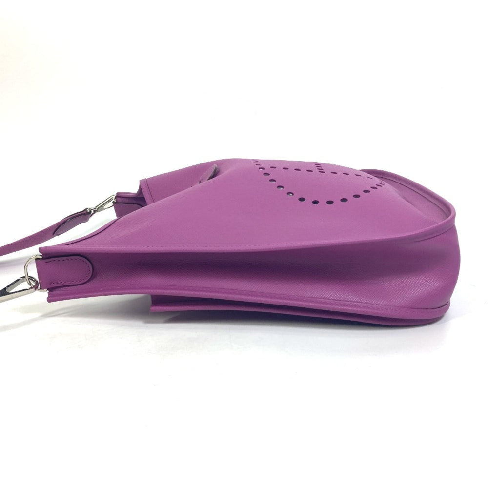 HERMES H logo punched Evelyn II GM shoulder bag, Epson, women's, cyclamen, purple, like new — Like New