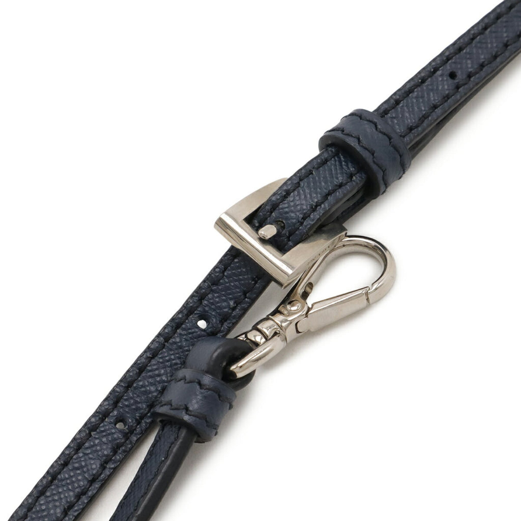 PRADA Prada Shoulder Bag Pochette Pouch Denim Beaded Leather Blue 1N1674