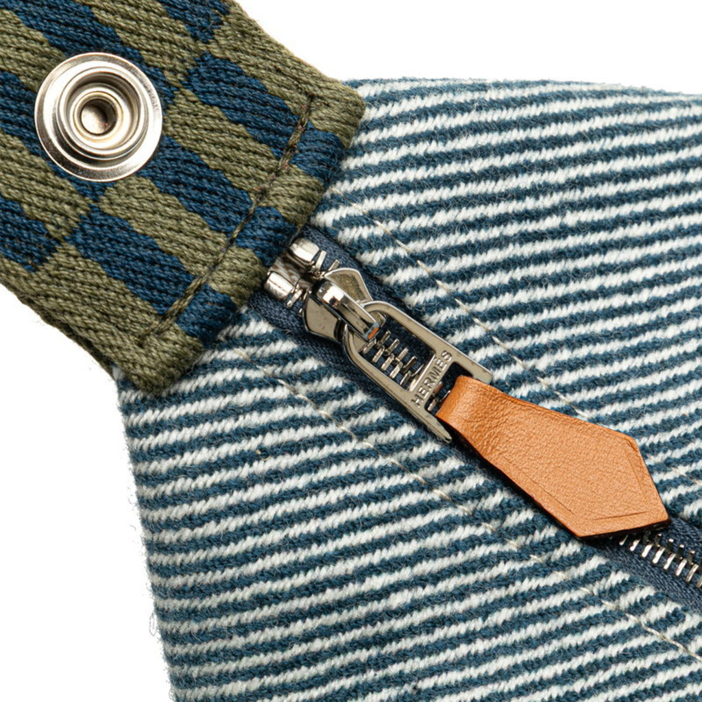 Hermès Bride A Black PM Handbag, Blue Abyss and Green Cotton, Women's, HERMES