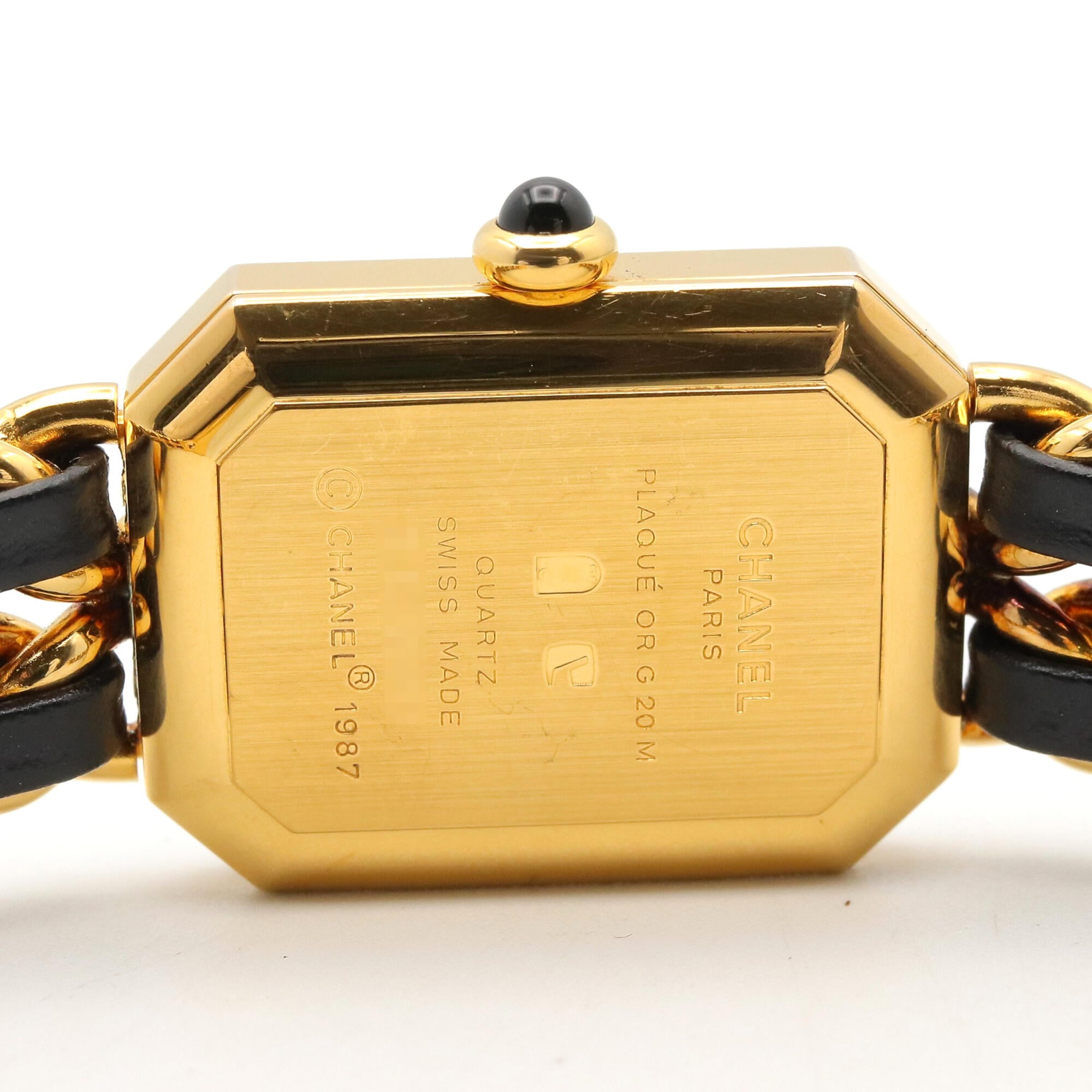 Chanel CHANEL Première M Watch, Gold Plated Leather, Women's, Black, H0001 — Very Good