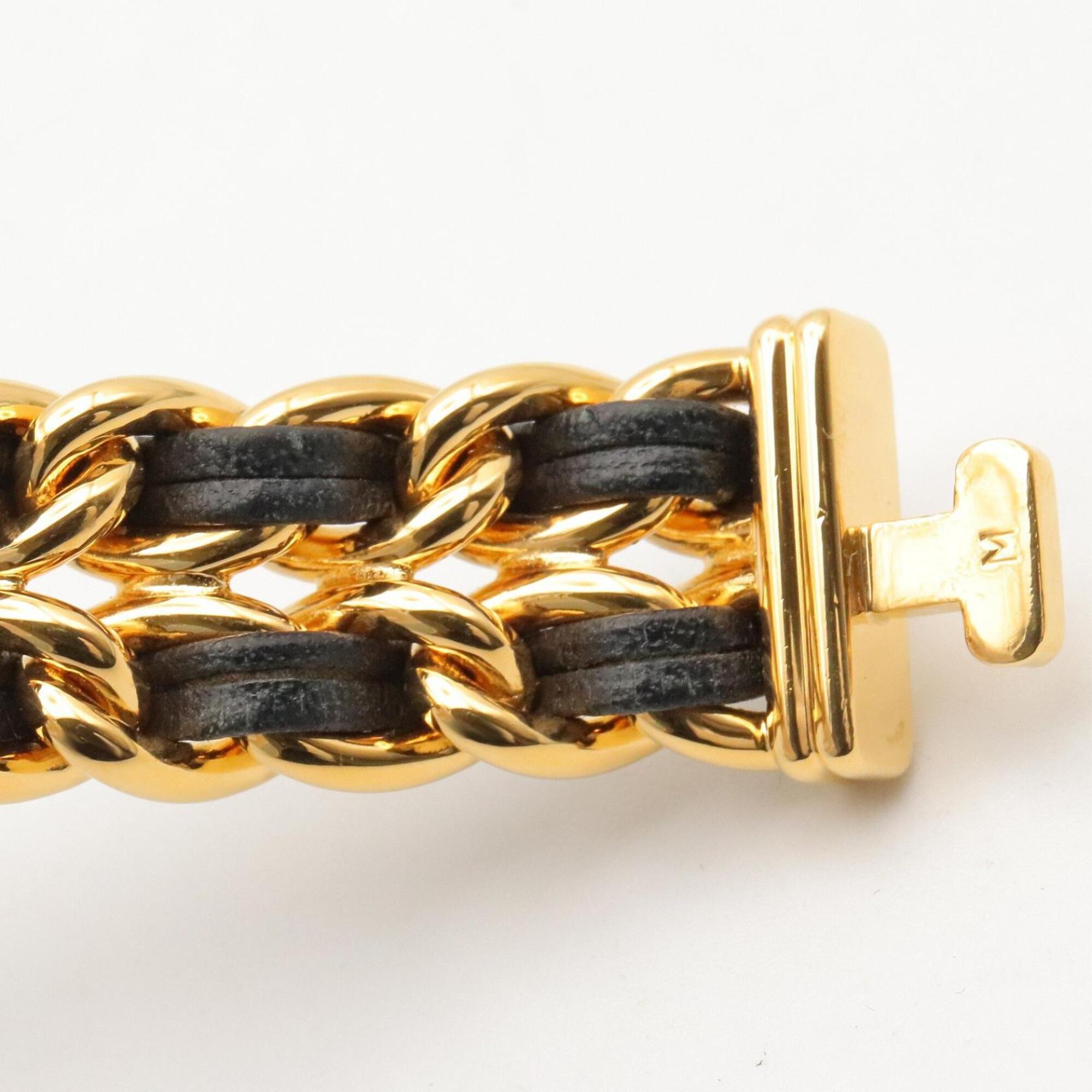 Chanel CHANEL Première M Wristwatch, Gold Plated (GP), Leather Strap, Women's, Black, H0001 — Very Good