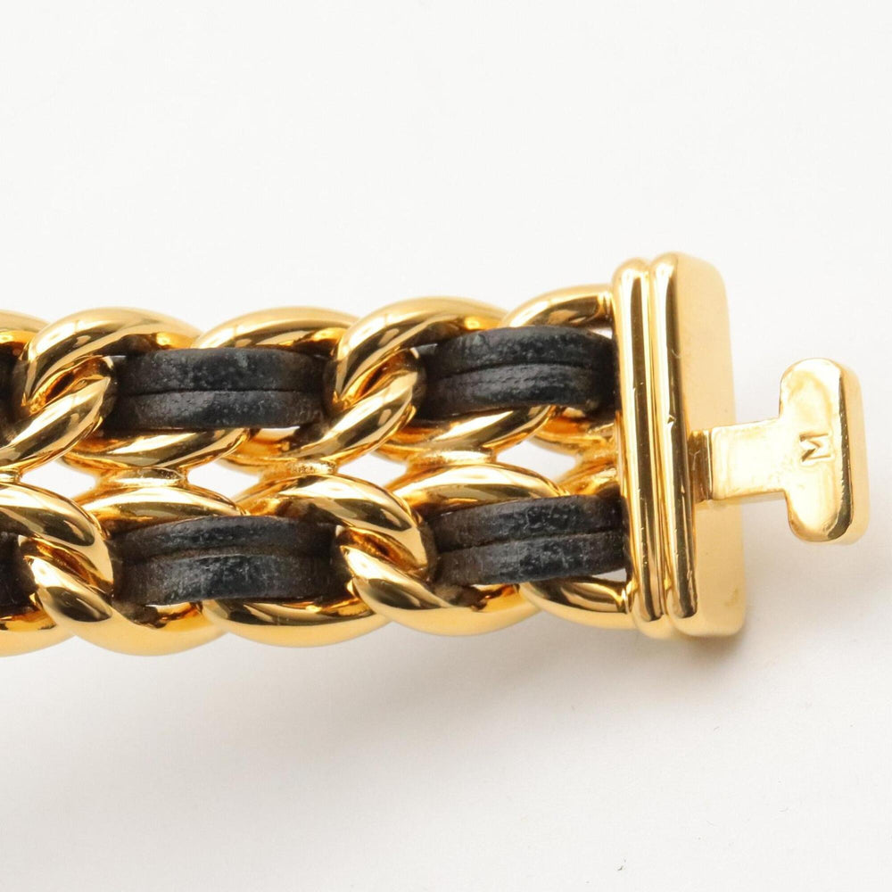 Chanel CHANEL Première M Wristwatch, Gold Plated (GP), Leather Strap, Women's, Black, H0001 — Very Good