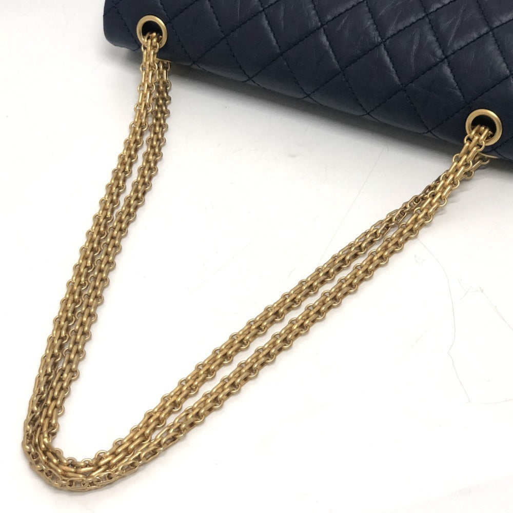 CHANEL Chanel Matelasse Double Flap 2.55 Bag Shoulder Crossbody Leather Women's Navy — Like New