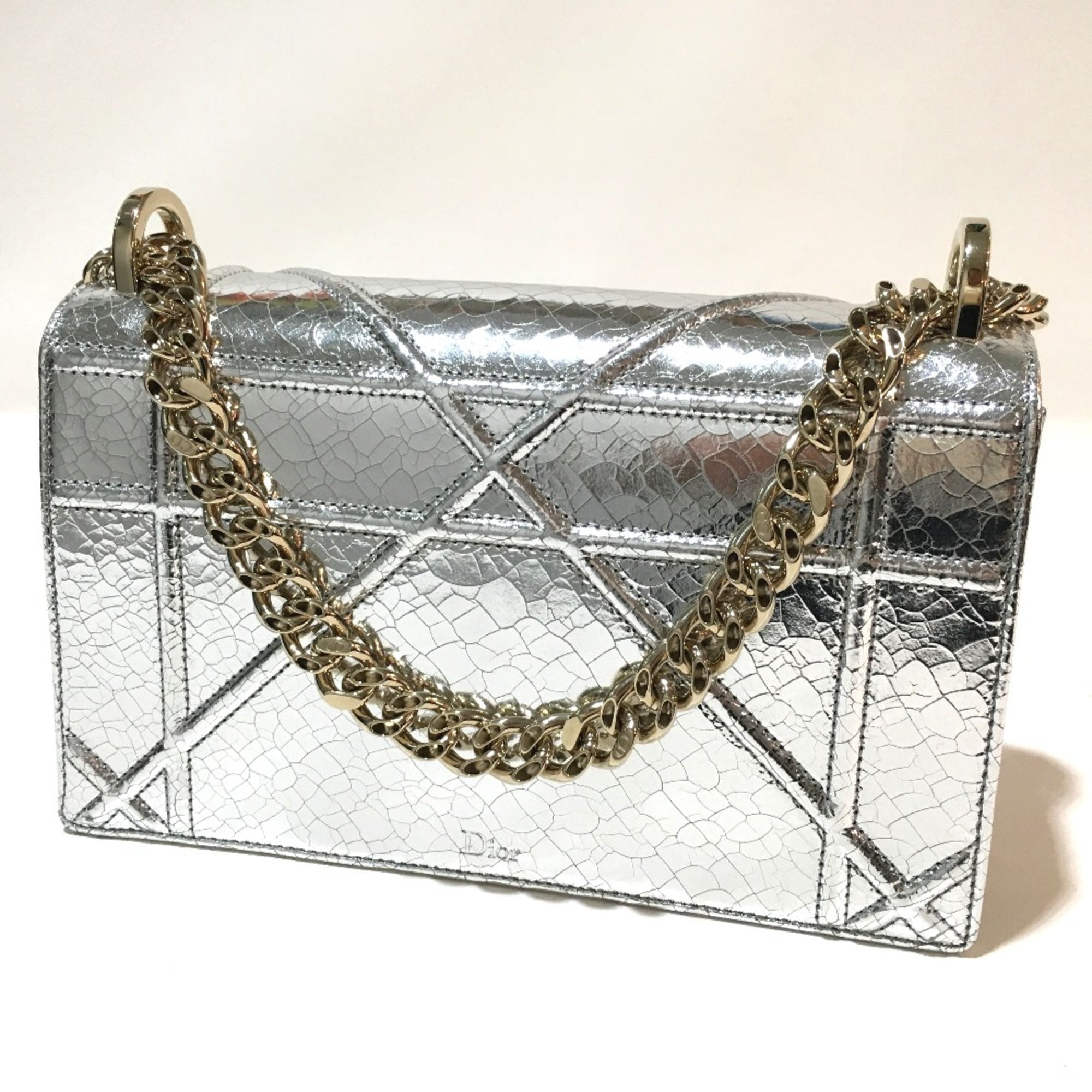 CHRISTIAN DIOR Small flap bag Bag Chain Shoulder Shoulder Bag Silver GoldHardware — Like New