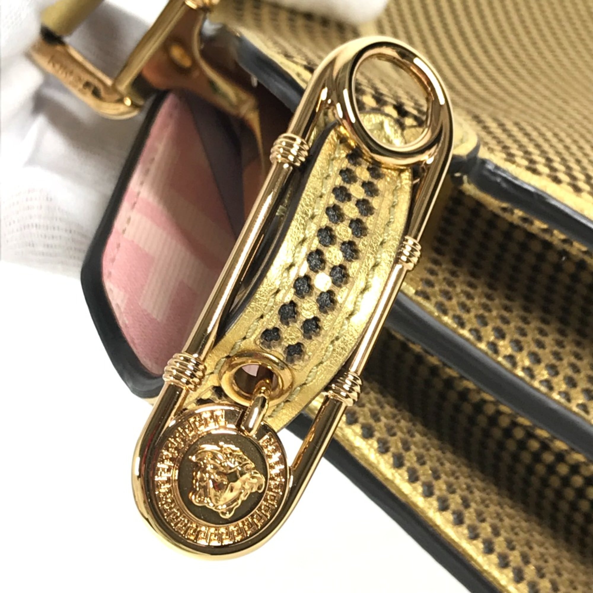 Fendi 8BN321 Versace VERSACE collaboration 2WAY Shoulder Bag Hand Bag Gold pink — Like New