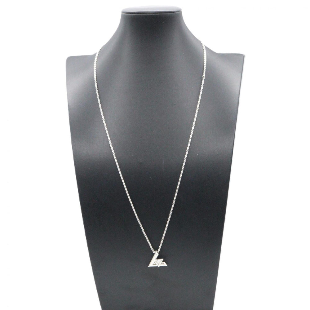 Louis Vuitton Pendant Volte 1 GM Diamond Necklace, 18K White Gold (18KWG), Diamond, Men's/Women's, Silver/Clear Tone — Like New