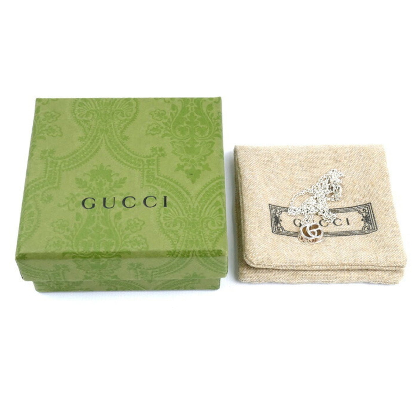 GUCCI Silver 925 Double G Necklace, 770724 J8400 8106, 5.4g, 39/44cm, Women's