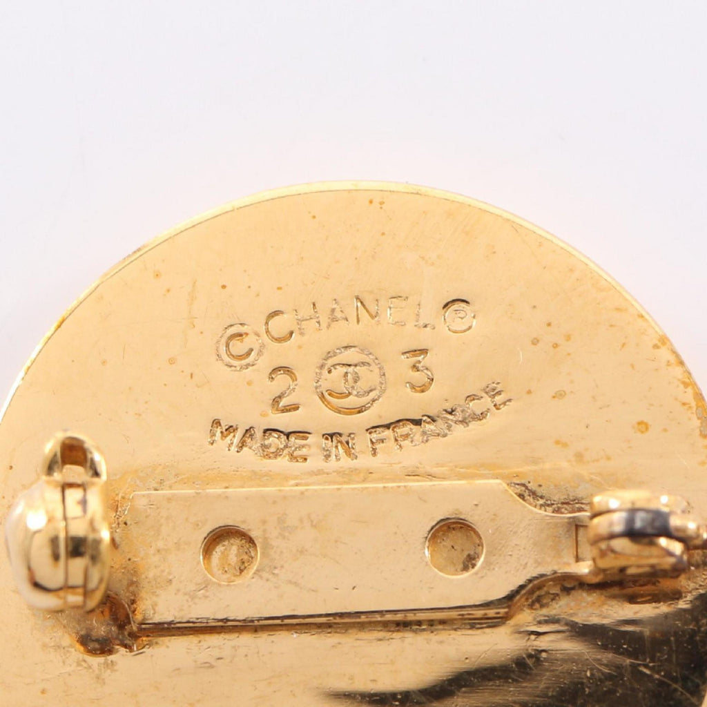 Chanel Coco Mark Back Motif Brooch Accessory, Gold Plated, Women's