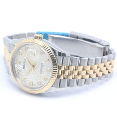 ROLEX Datejust 36 10P Diamond Silver Engraved Computer 126233G Men's Watch 18K Yellow Gold x Stainless Steel 40370 — Very Good