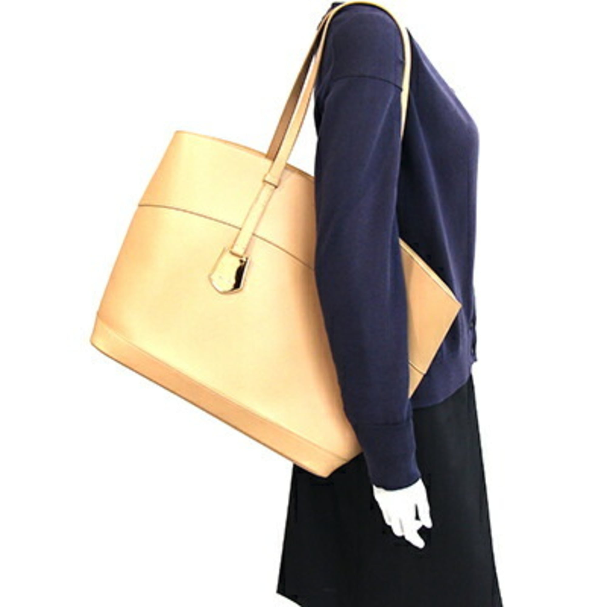 Salvatore Ferragamo Tote Bag 21 6999 Beige Leather Shoulder for Women