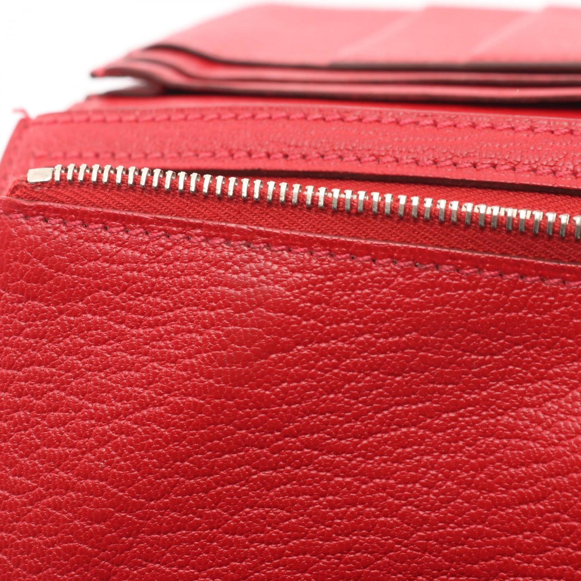 Hermes Hermès Bearn Soufflet bifold long wallet, leather, Chevre, women's, pink and red, Rouge Casac
