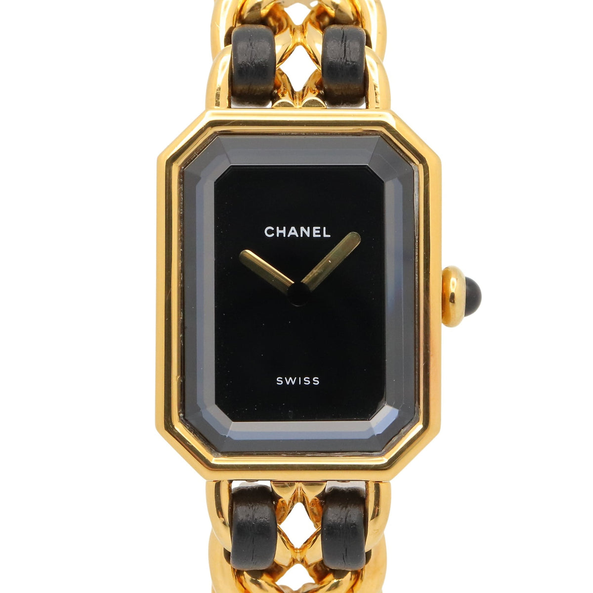 Chanel CHANEL Première M Watch, Gold Plated Leather, Women's, Black, H0001 — Very Good