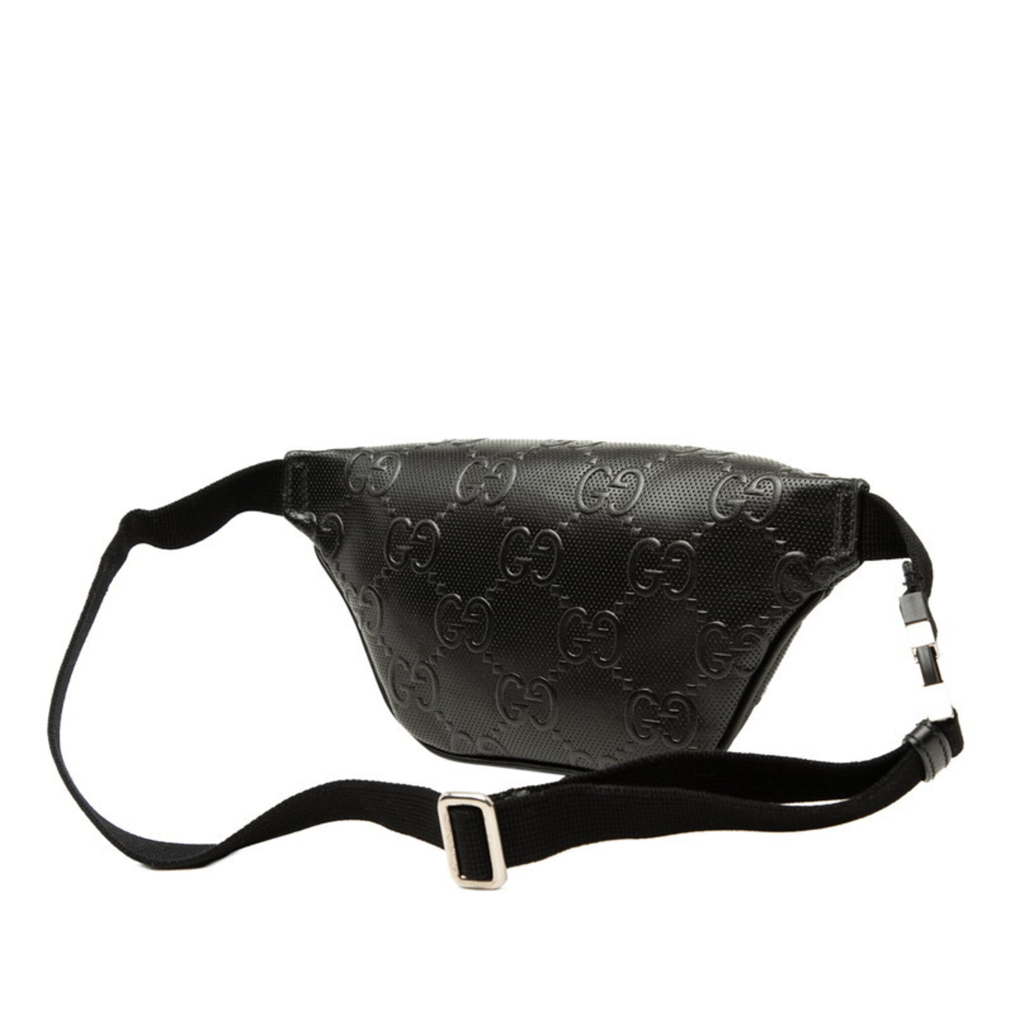 Gucci GG Embossed Waist Bag, Body Crossbody 658582, Black Leather, Women's, GUCCI — Like New