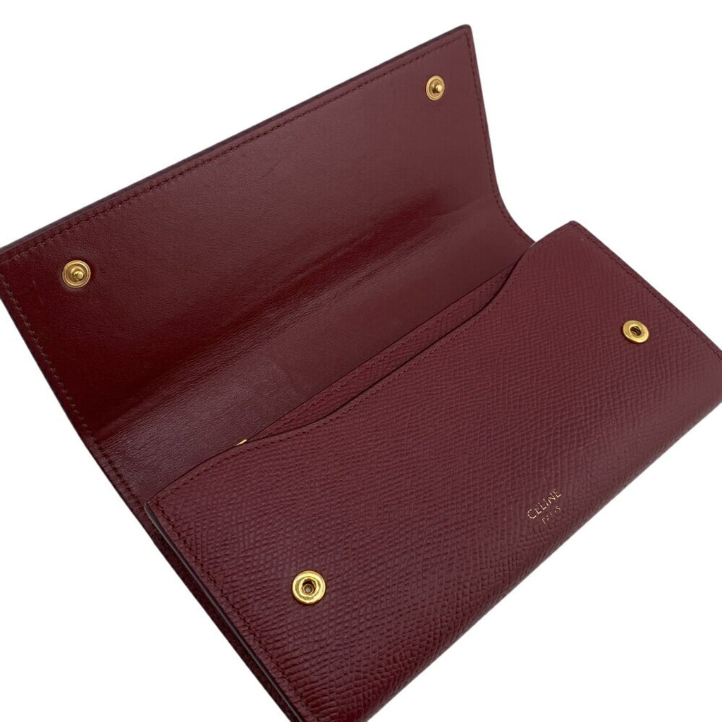 CELINE 10B563 BEL LARGE FLAP WALLET Long wallet Wine red Women's