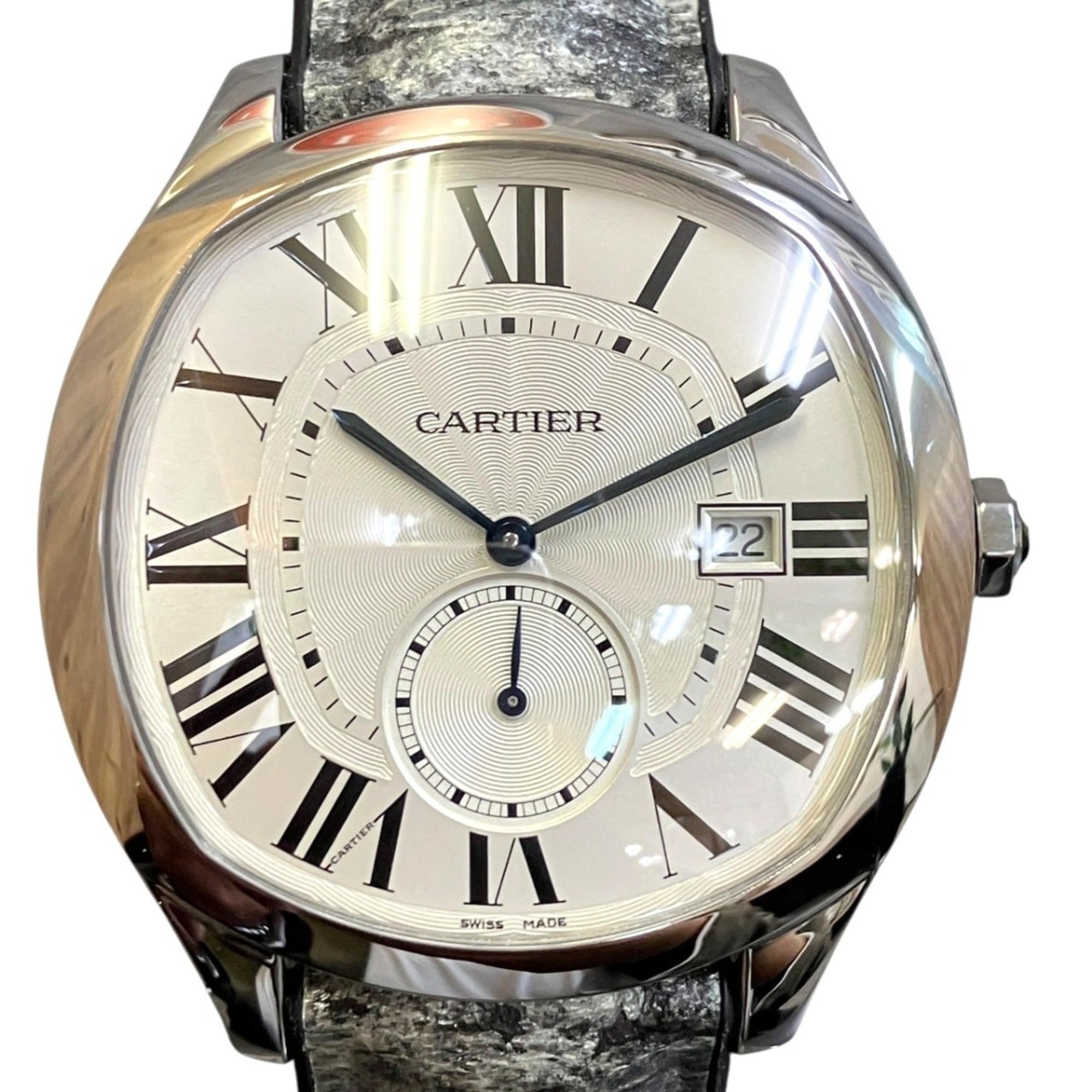 Cartier Drive de LM wristwatch, total weight 74.8g, stainless steel, rubber strap, automatic movement, silver dial, WSNM0004 — Good