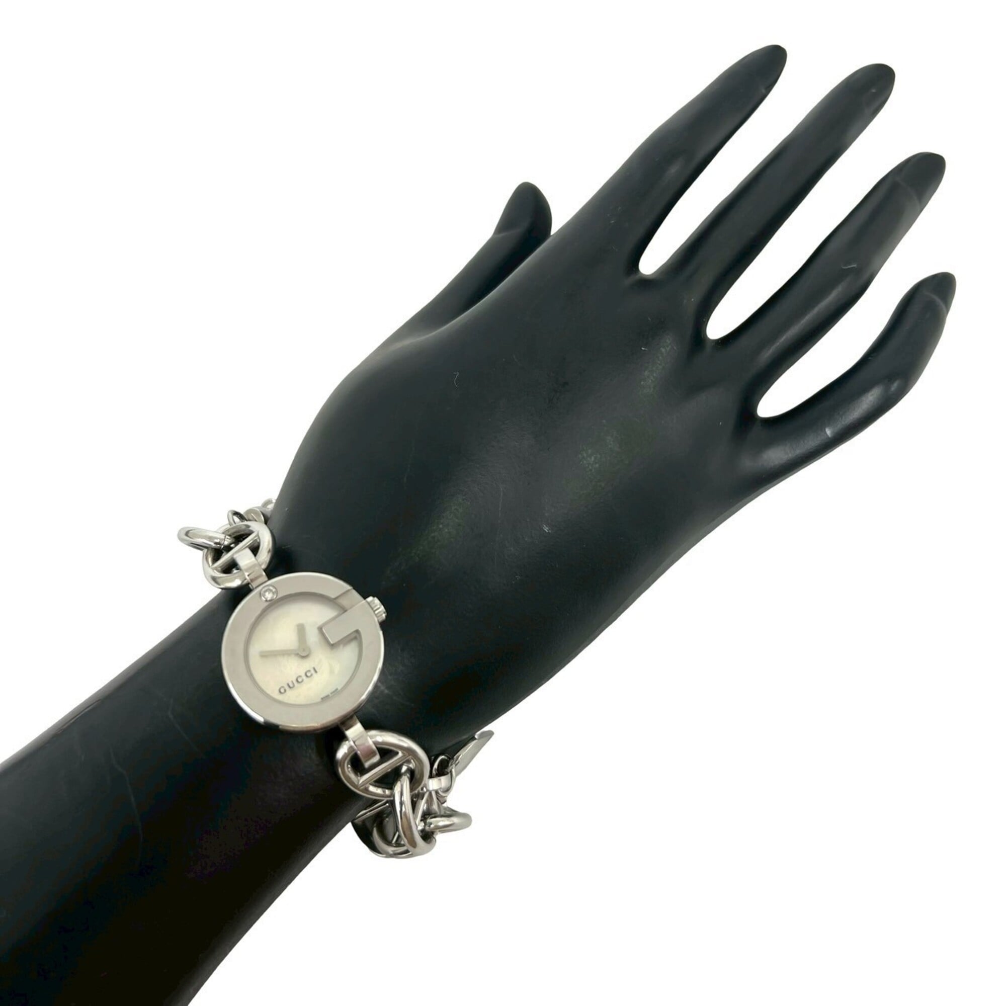 GUCCI Gucci Logo Charm Stainless Steel Quartz Wristwatch Silver 37369 — Good