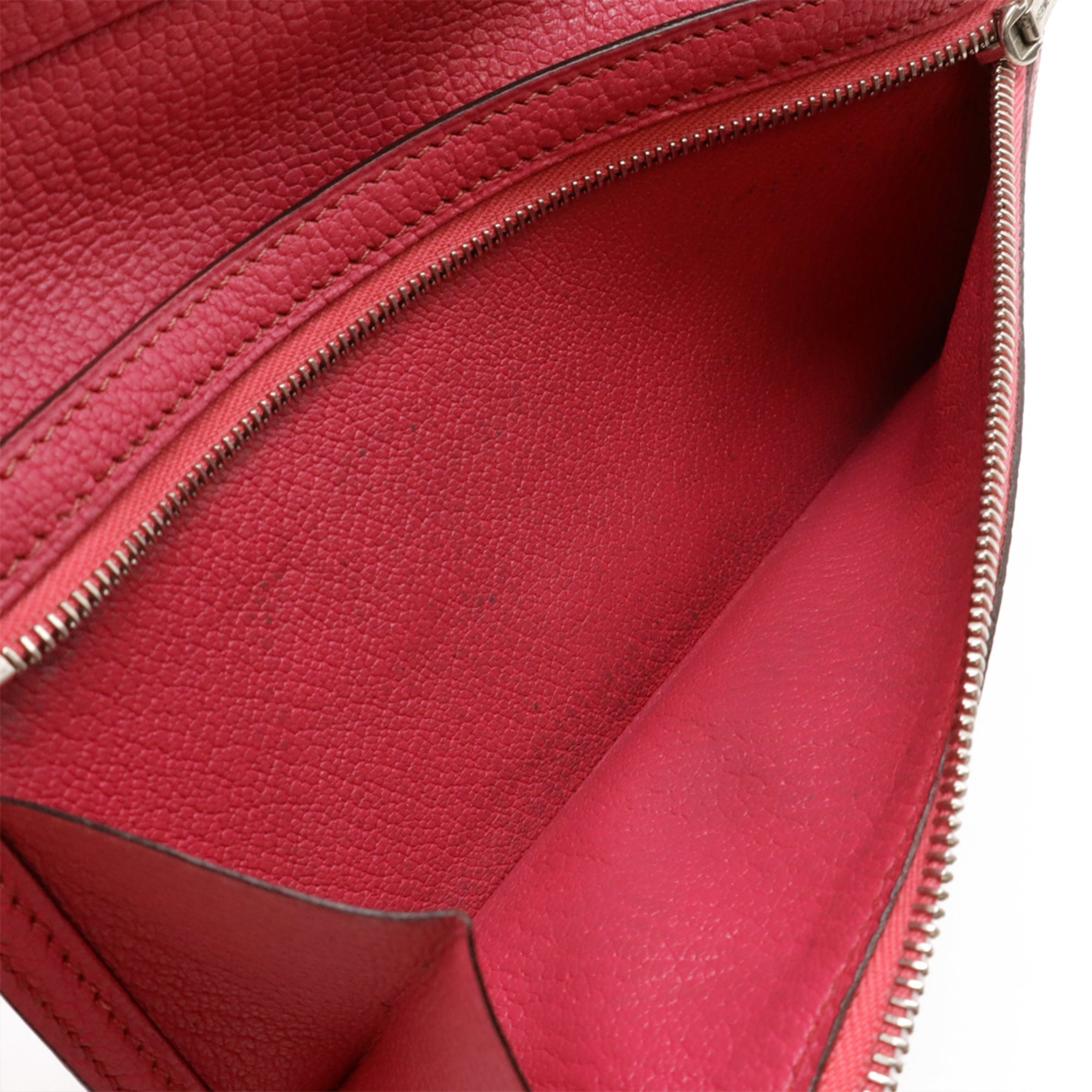 HERMES Bearn Soufflet Bi-fold Long Wallet in Chevre Leather, Fuchsia Pink, K Stamp