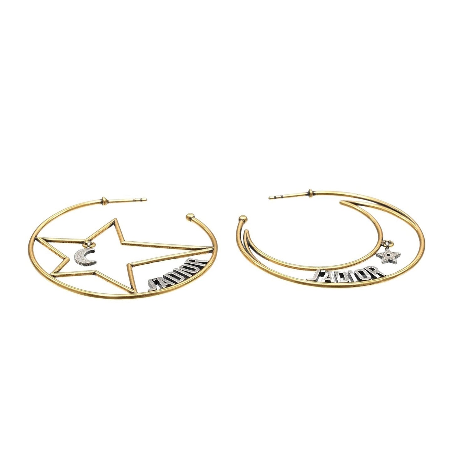 Christian Dior Dior J'ADIOR Moon & Star Hoop Earrings, Gold Plated, Approx. 7.5g, J'Adore,