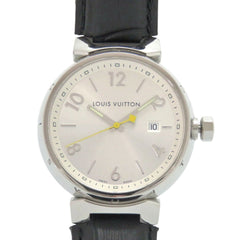 Louis Vuitton Tambour Q111E Stainless Steel Leather Silver Quartz Watch 1507 LOUIS VUITTON — Good