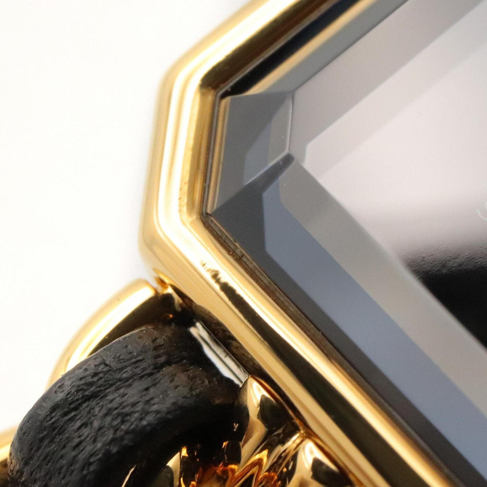 Chanel CHANEL Première M Wristwatch, Gold Plated (GP), Leather Strap, Women's, Black, H0001 — Very Good