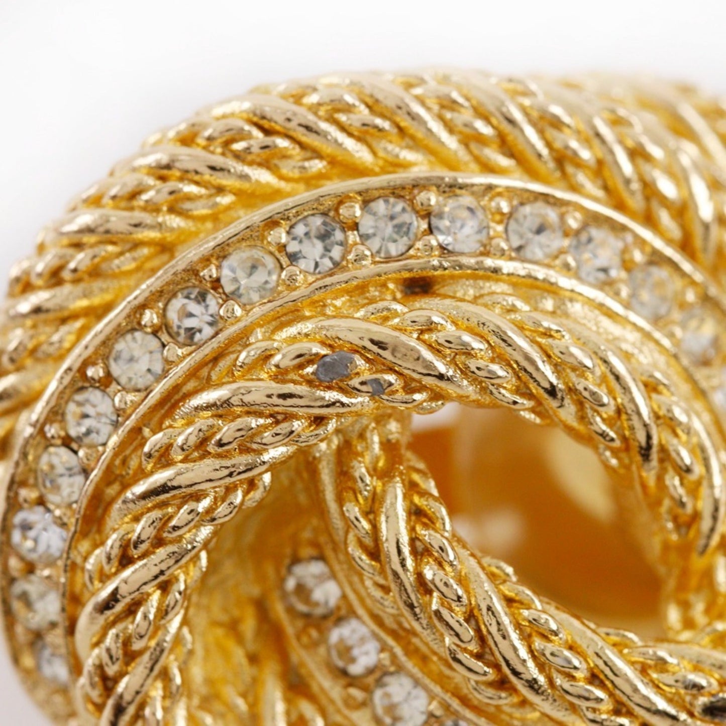 Christian Dior Earrings, Gold Plated with Rhinestones, Approx. 28.4g, Women's