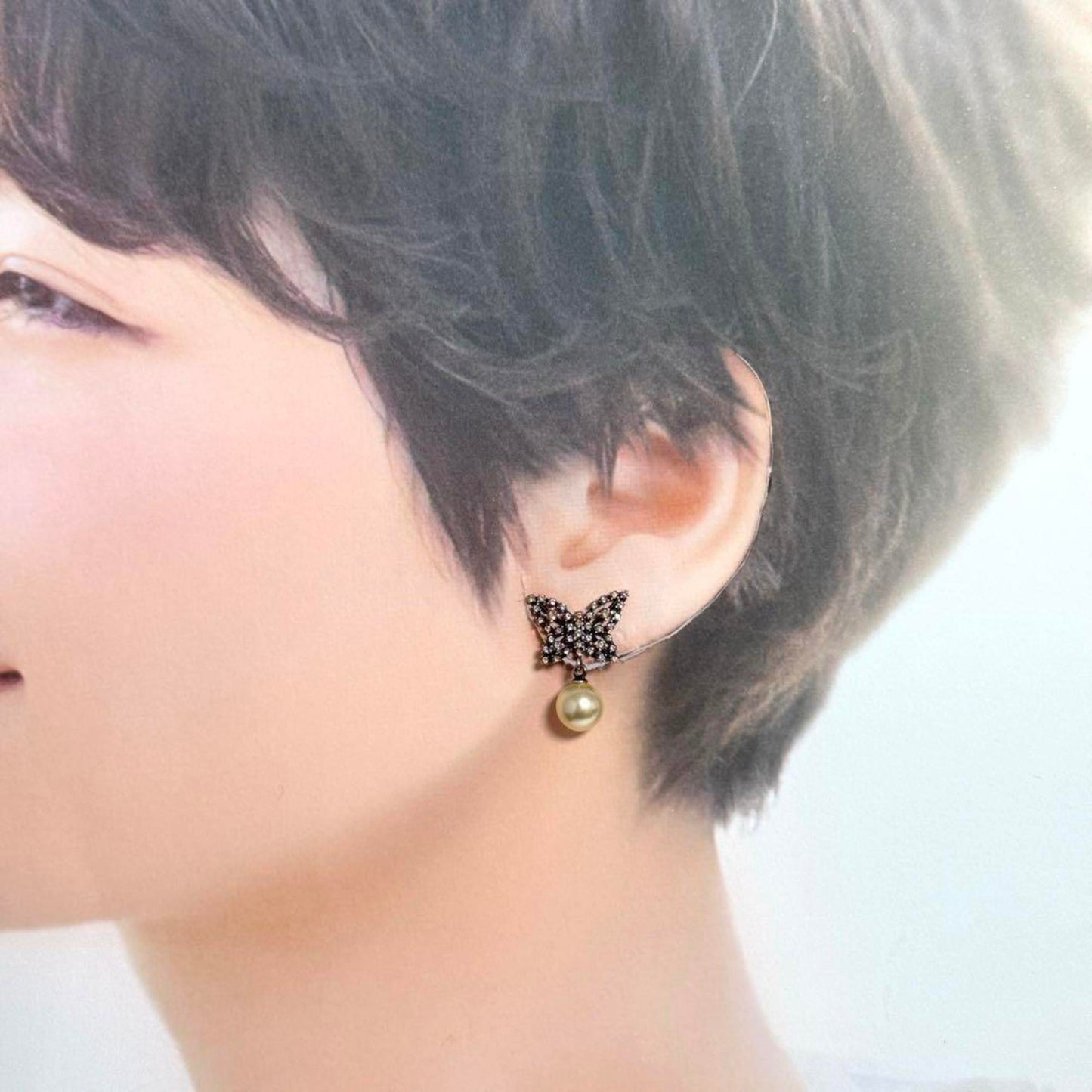 Christian Dior Dior Women's Asymmetrical Earrings Papillon Butterfly