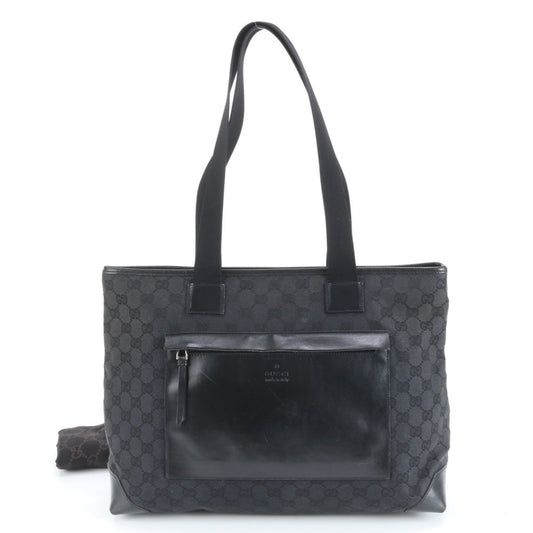 Gucci GG Canvas 019 0426 Leather Tote Bag Shoulder Handbag Black Women's