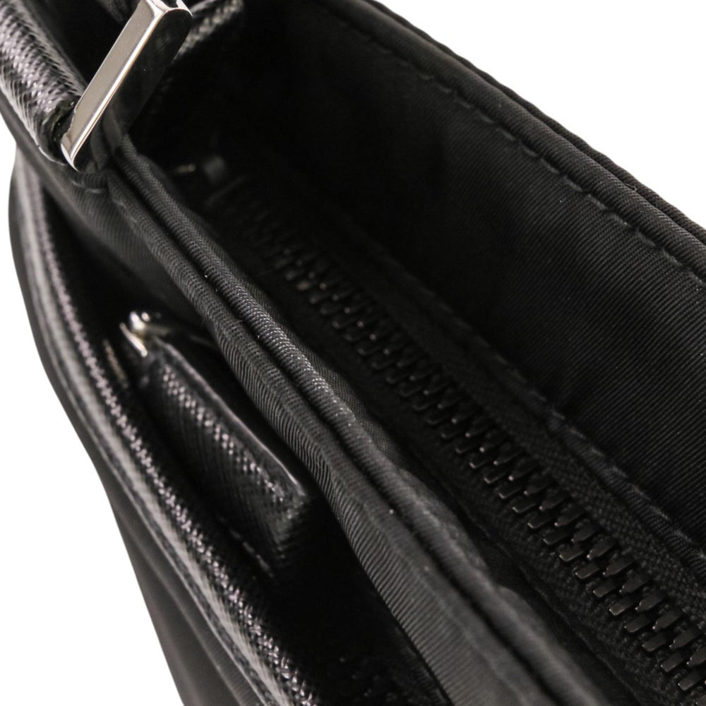 PRADA Re-Nylon Saffiano Leather Triangle Logo Plate Shoulder Bag 2VH118 Black (Men's & Women's) — Like New