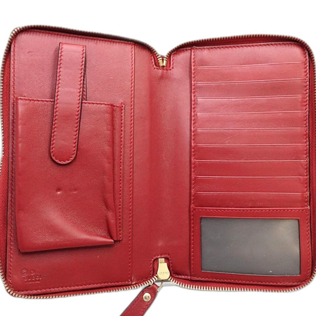 GUCCI Micro Guccissima Travel Case 544250, Organizer Multi-Case, Leather, Red, Women's, 181879