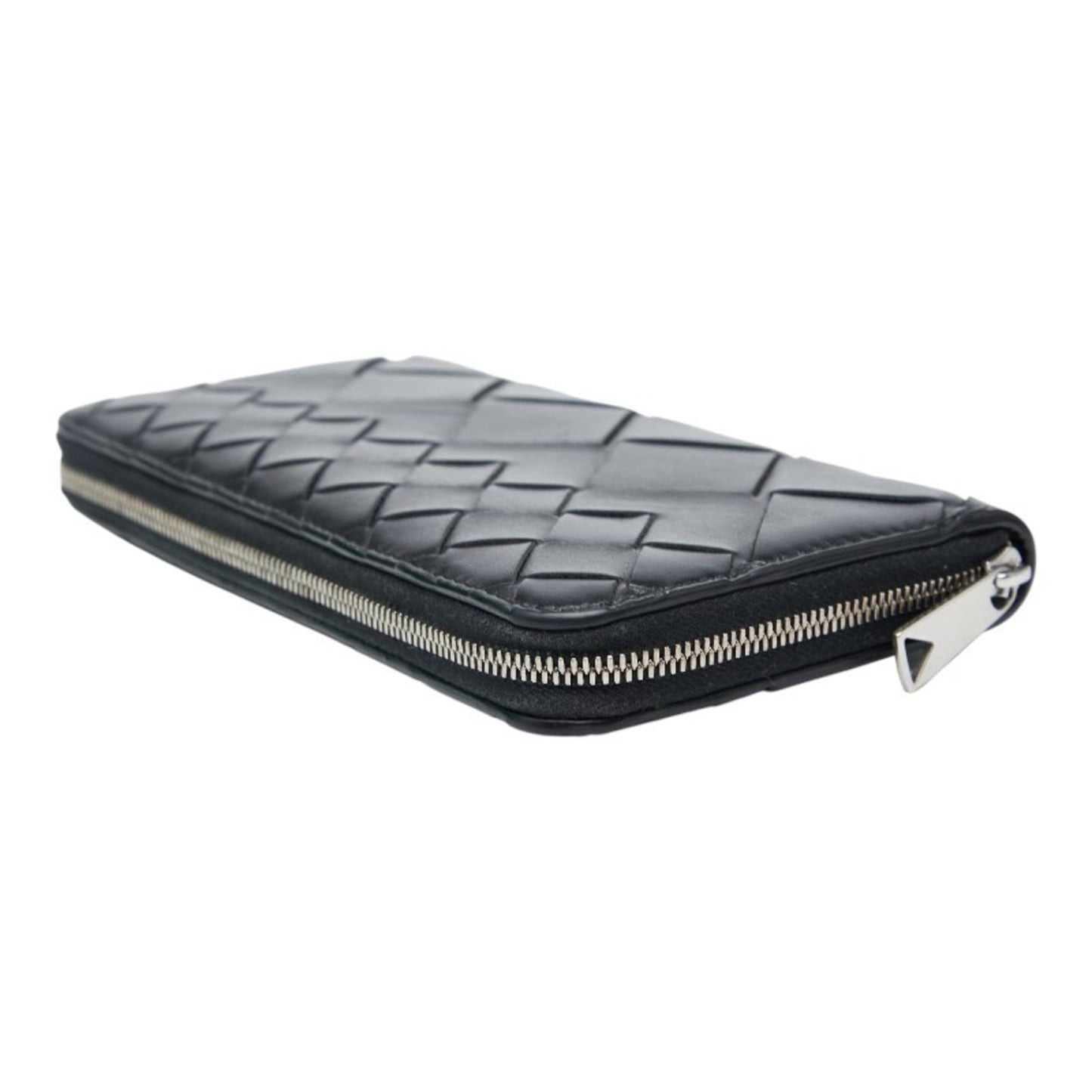 Bottega Veneta Intrecciato Round Zip Long Wallet in Black Leather for Women