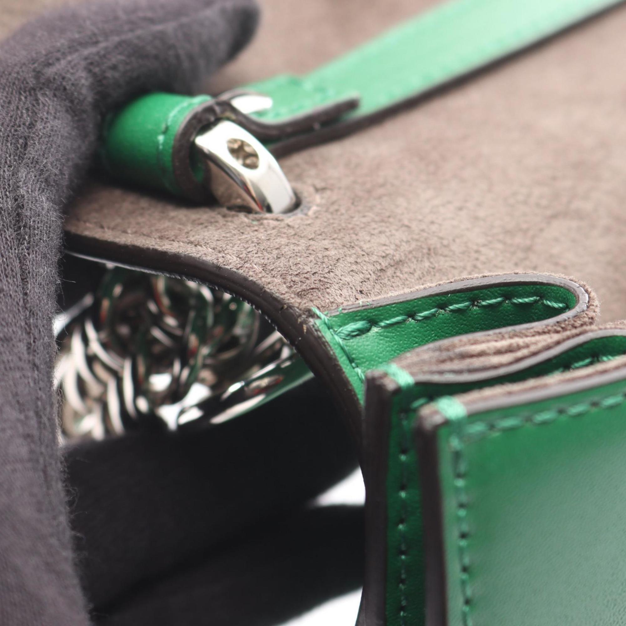 Fendi MINI KAN I shoulder bag, leather, women's, green, 8M0381